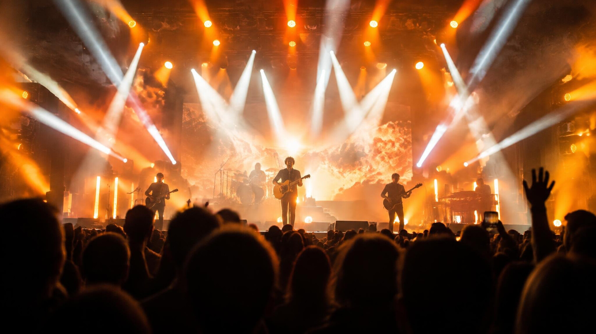 Live show stage with colorful lights and audience